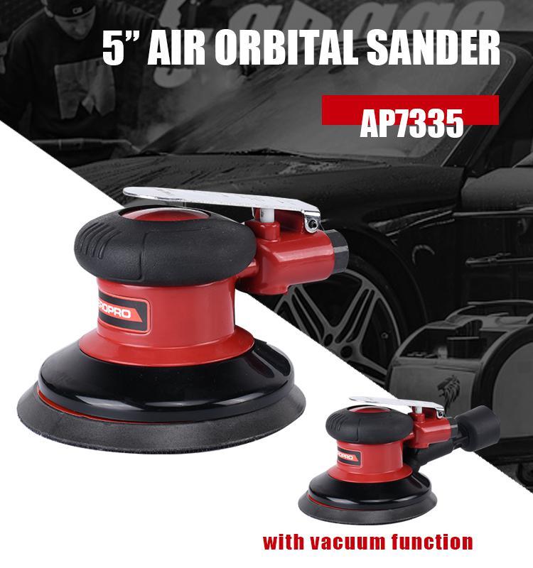 AEROPRO 7335 Air Orbital Sander With Vacuum Function 5 Inch 12000Rpm بافر صنفرة دائري 5 بوصة لفات سريعة 12000 لفة لون احمر GEC.AP7335