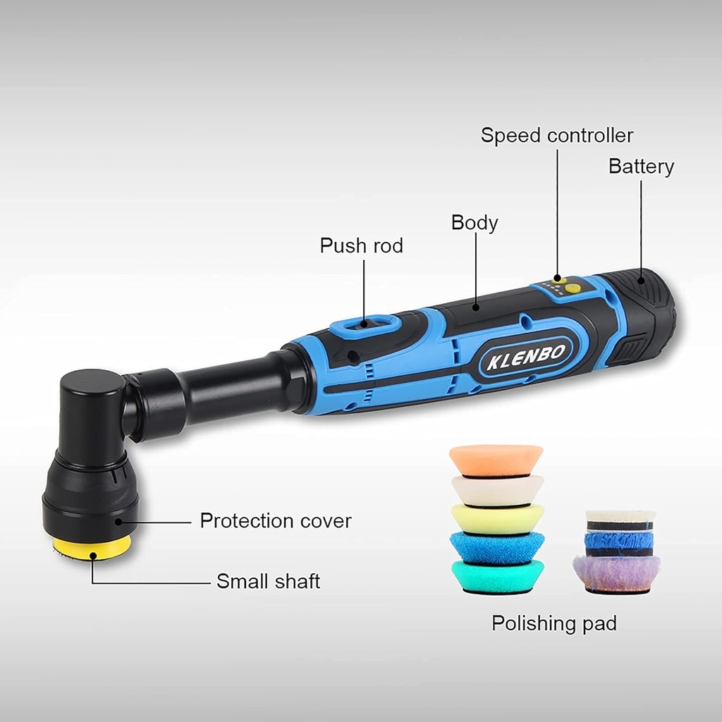BROTHERS SMALL-BATTERY-POLISHER Dual Action & Rotary Cordless Polisher With 2 Battery 12V 1 inch 3/12mm Throw 800W صاروخ تلميع بالبطارية برازرز (دول اكشن) 1 بوصة 12 فولت BR-SMALL BATTERY POLISHER
