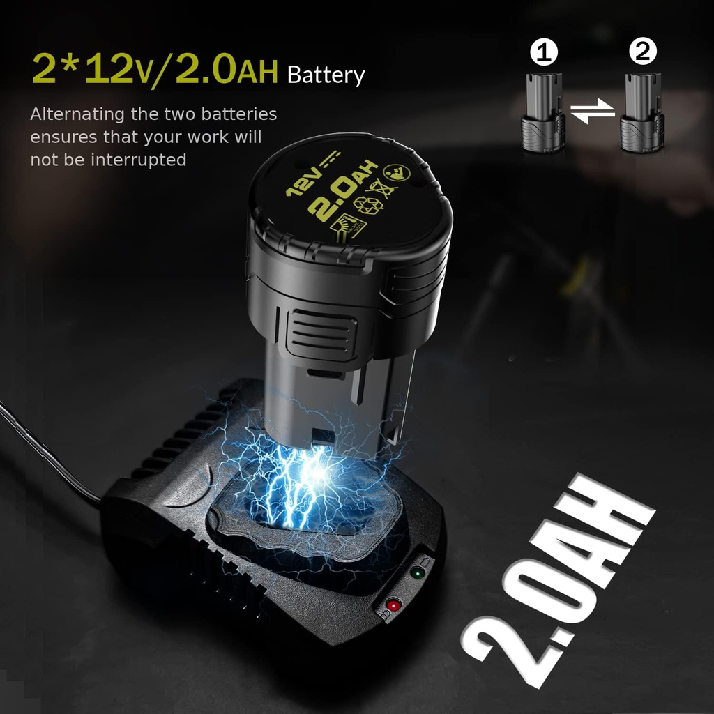 BROTHERS SMALL-BATTERY-POLISHER Dual Action & Rotary Cordless Polisher With 2 Battery 12V 1 inch 3/12mm Throw 800W صاروخ تلميع بالبطارية برازرز (دول اكشن) 1 بوصة 12 فولت BR-SMALL BATTERY POLISHER