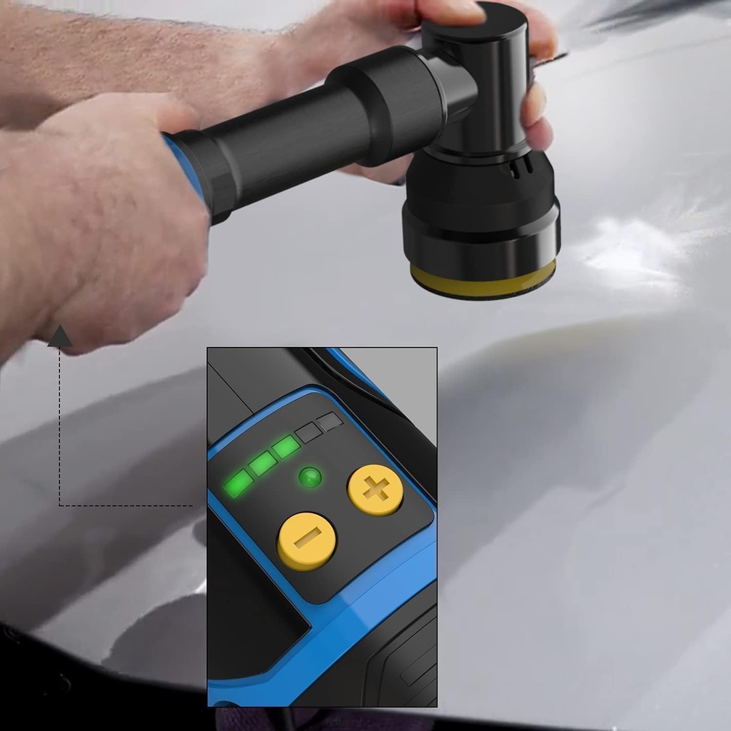 BROTHERS SMALL-BATTERY-POLISHER Dual Action & Rotary Cordless Polisher With 2 Battery 12V 1 inch 3/12mm Throw 800W صاروخ تلميع بالبطارية برازرز (دول اكشن) 1 بوصة 12 فولت BR-SMALL BATTERY POLISHER