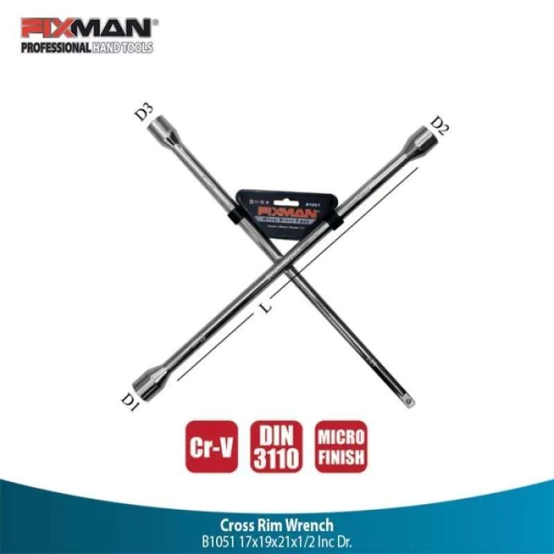 Fixman Professional Cross Rim Wrench 17*19*21*1/2 Inch-Dr