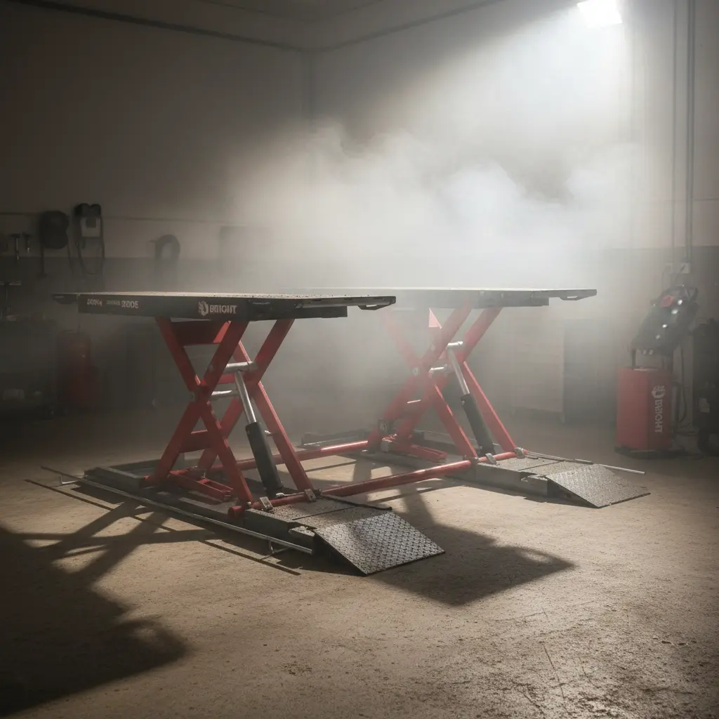 BRIGHT 3 Ton Low-Profile Scissor Lift OMEGA 300EW كوريك مقص برايت 3 طن ارتفاع 1000 مم BRIGHT/OMEGA 300EW