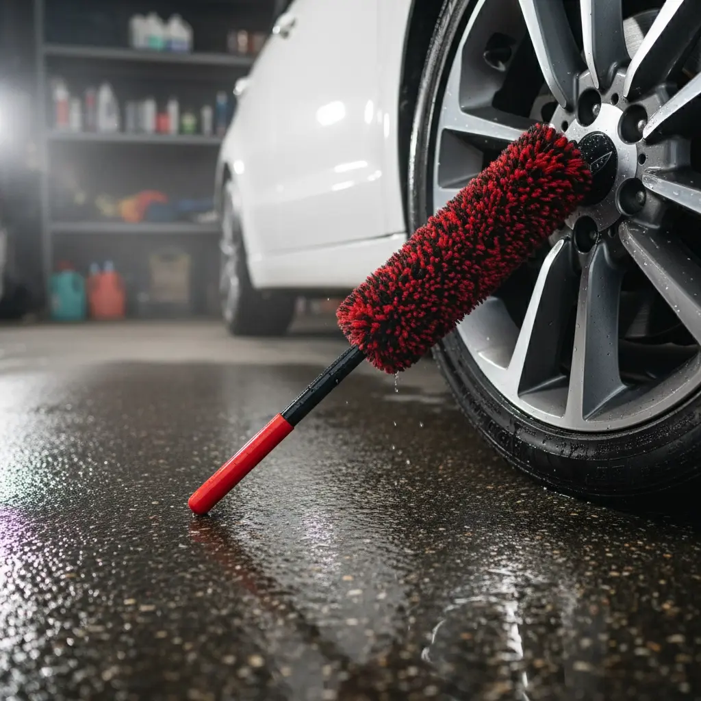 BROTHERS Wool Wheel Brush فرشة برازرز فيبر بيد حمراء لتنظيف الجنوط BR/FIBER HUB BRUSH