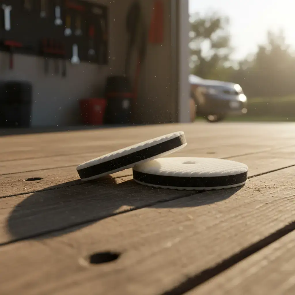 BROTHERS Abrasive Foamed Wool Pad 5 Inch (STEP 1) صوفة بيضاء امريكي مضلعة قطعة 1 - 5 بوصة (مرحلة 1) BR/WOOL PLATE THICK