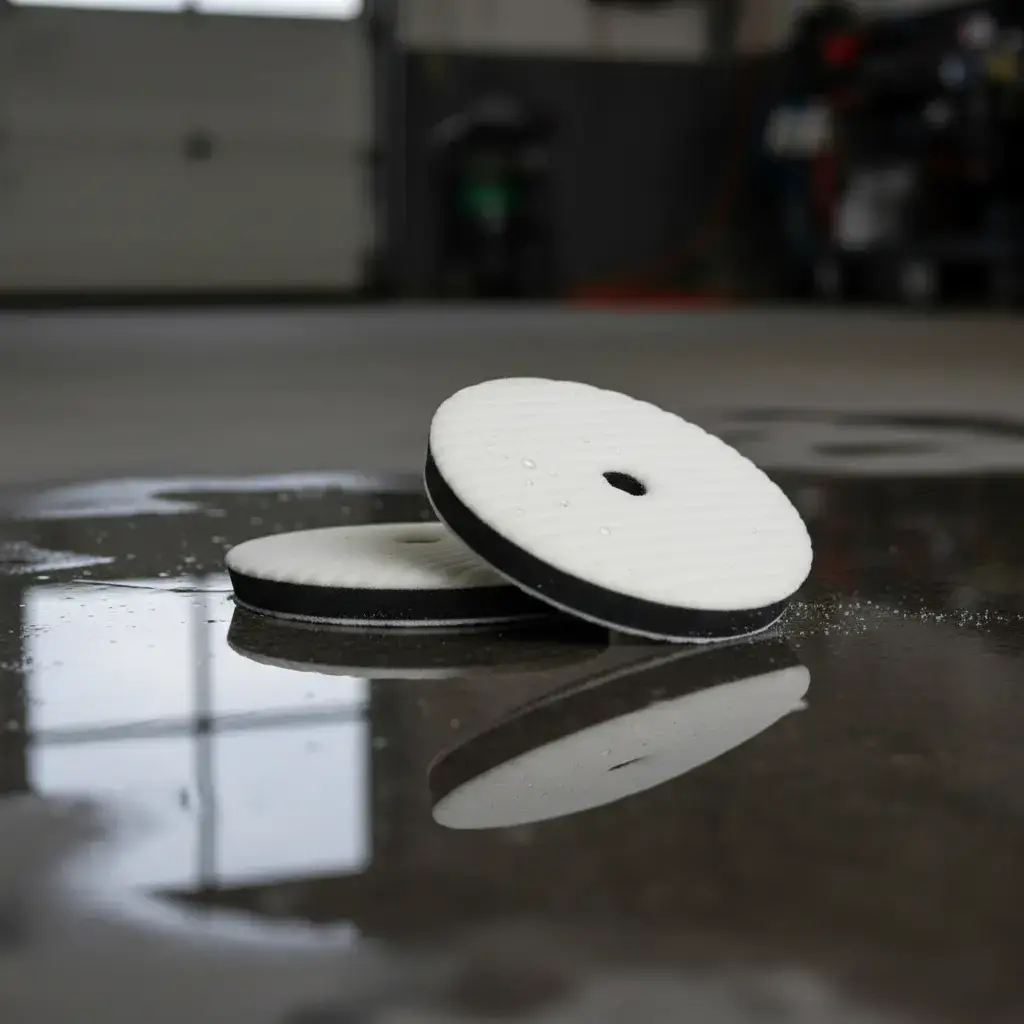 BROTHERS Abrasive Foamed Wool Pad 5 Inch (STEP 1) صوفة بيضاء امريكي مضلعة قطعة 1 - 5 بوصة (مرحلة 1) BR/WOOL PLATE THICK