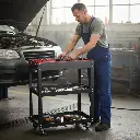 BROTHERS 3 Tier Metal Tools Cart Trolley (Heavy Duty) ترولي برازرز نظام كاركير 2 درج معدن لون اسود * احمر BR/TOOL VEHICLE METAL