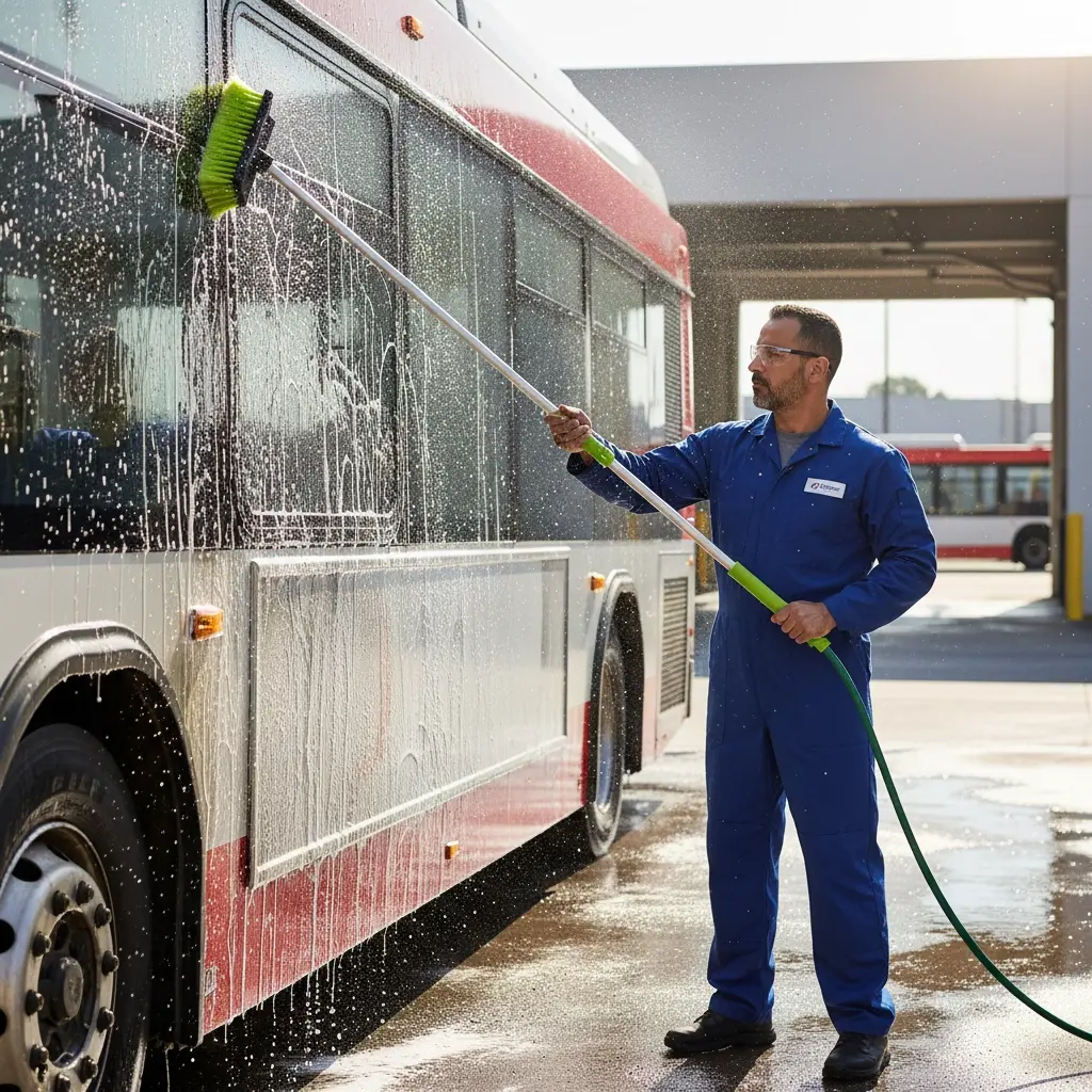 BROTHERS 2m Extendable Brush With Connection For Water Installation - Bus Cleaning فرشة برازرز + ذراع طويل للتنظيف الخارجي لسطح الاتوبيسات BR/MOVABLE HAND BRUSH