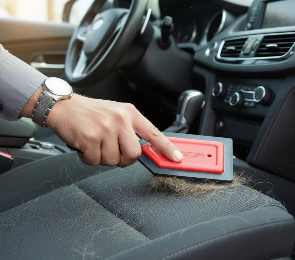 BROTHERS Chamois & Leather Cleaning Brush For Pet Hair فرشة جلد برازرز مربعة حمراء لتنظيف الشعر من الفرش BR/DOG HAIR REMOVER