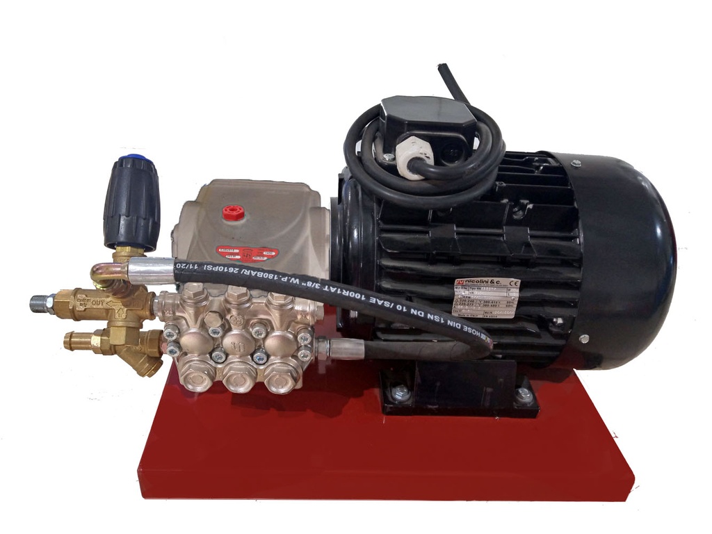 مجموعة غسيل ثابتة انتربامب ايطالي (طلمبة ستانلس ستيل) 10حصان 200 بار 380 فولت لون اسود INTERPUMP/ G.JET SST 21/200