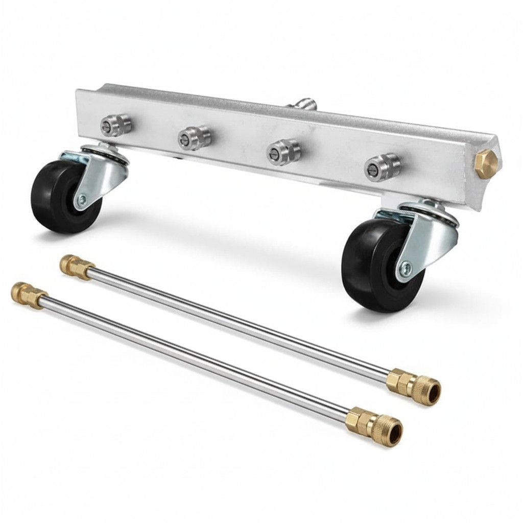 وحدة من الفولاذ المقاوم للصدا لتنظيف شاسية السيارة الملاكي من الاسفل 250 بار