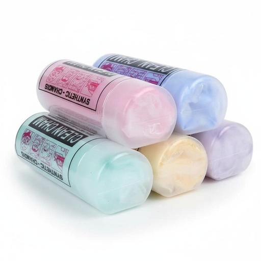 [CCDTXX00002] فوطة جلد غزال تغليف داخل علبة بلاستيك مقاس صغير BR/CLEAN CHAM SMALL