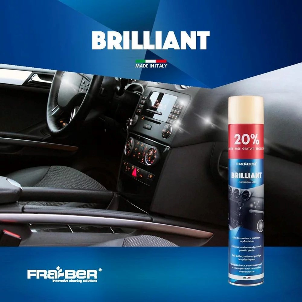 FRA-BER BRILLIANT SPRAY VANILLA 750ML Active Foam Polishes Revives And Protects Plastic Parts