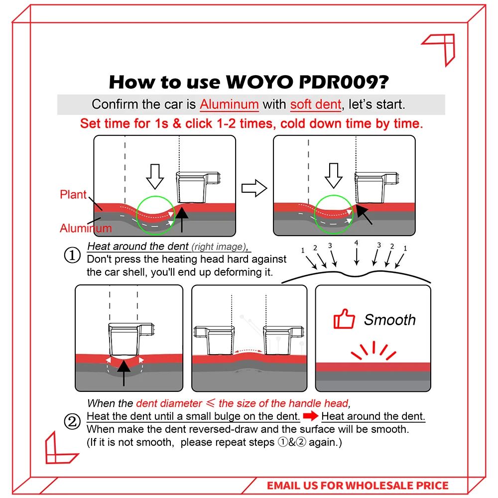 WOYO PDR009 Paintless Dent Repair Tool for Aluminum Car Bodies Only