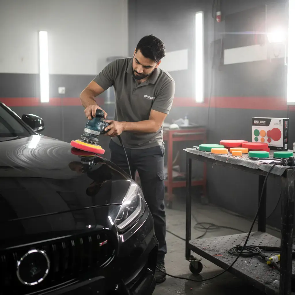 BROTHERS 3 Step(9Pcs) Rotary Foam Buffing Polishing Pads Set 3-2-1 Inch (Heavy/Medium/Finish)