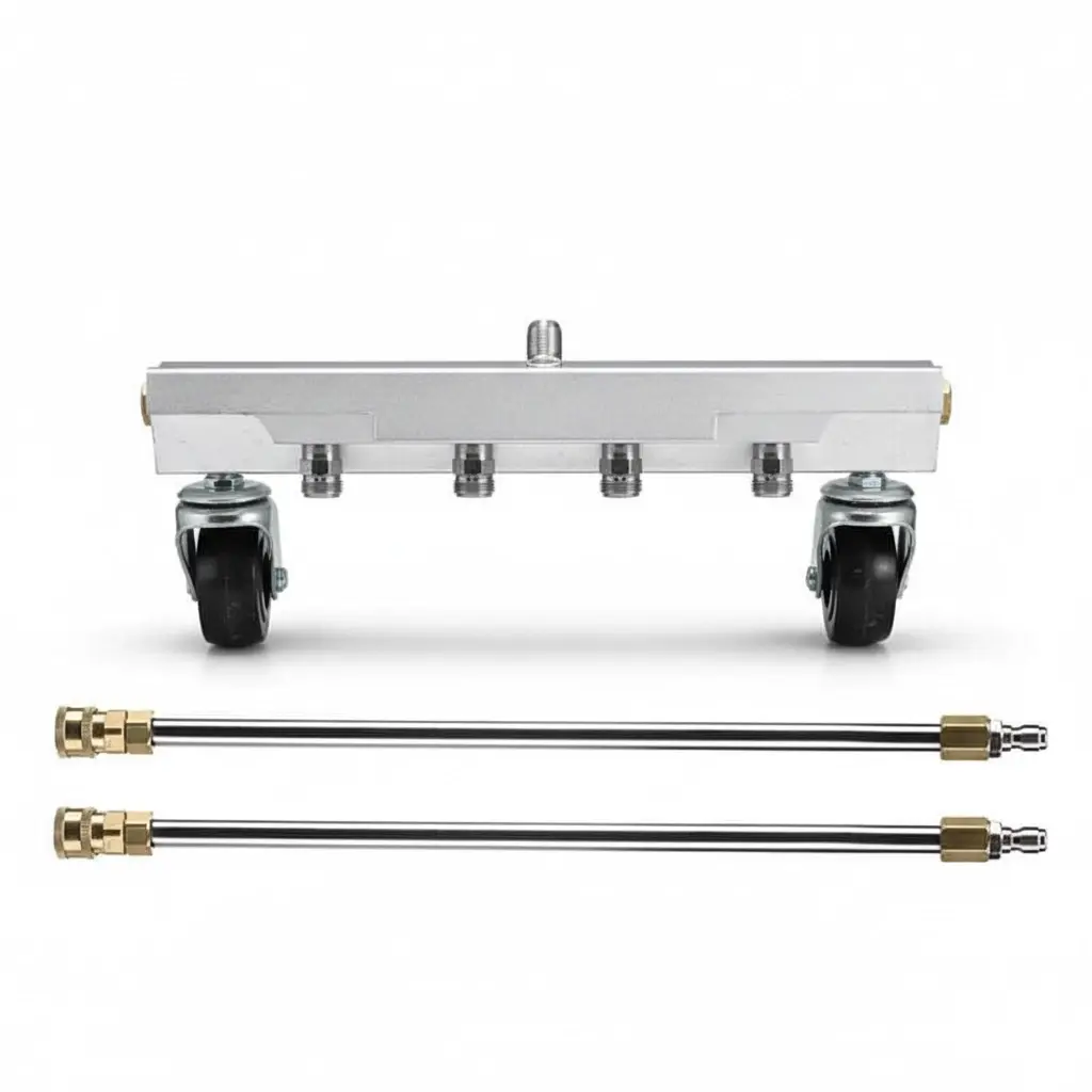 BROTHERS Under Chassis Washer For Cars With 4 Nozzles 250 Bar وحدة من الفولاذ المقاوم للصدا لتنظيف شاسية السيارة الملاكي من الاسفل 250 بار