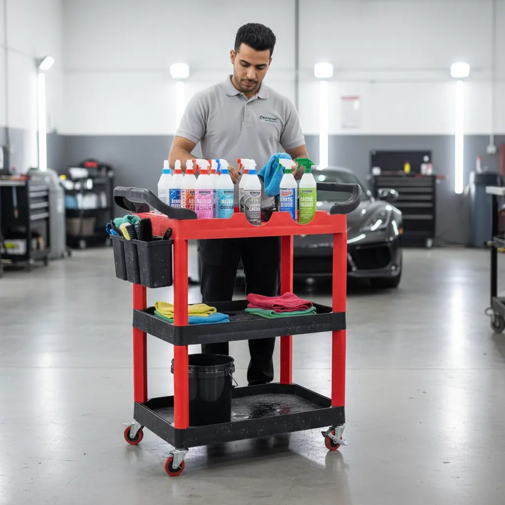 BROTHERS 3-Tier Tools Cart Trolley - Detailing Trolley (GEN1) ترولي كاركير برازارز متحرك (جيل أول) 3 رف BR/TOOL VEHICLE G1