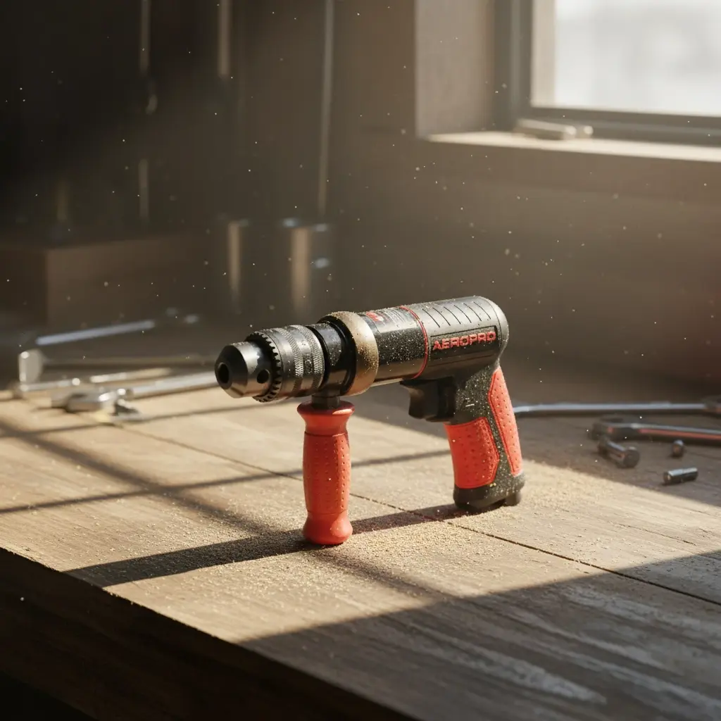 AEROPRO RP17107 Air Reversible Drill With Helping Hand 1/2 Inch 700Rpm شنيور هواء بيد جانبية 1/2 بوصة 700 لفة لون احمر GEC.AP17107