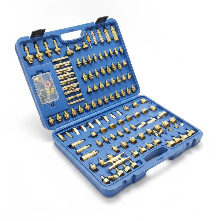 GEC Universal A/C Flush & Leak Test Adapter Kit / طقم وصلات غسيل واختبار تسريب تكييف السيارات الشامل ماركة جي اي سي