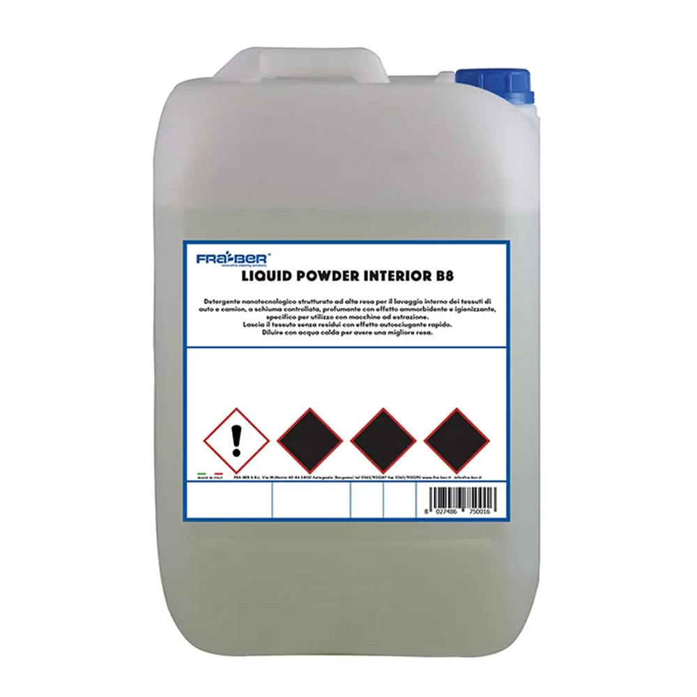 منظف فرش السيارات احترافي 5 لتر ماركة فرابر موديل LIQUID POWDER B8 – بتقنية النانو تركيز عالي (يخفف حتى 1:50)