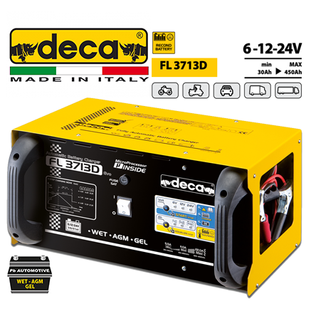 DECA FL 3713D Battery Charger Built With Electron Charge Control & Charging Conservation "Floating" 6-12-24V / 30>450Ah