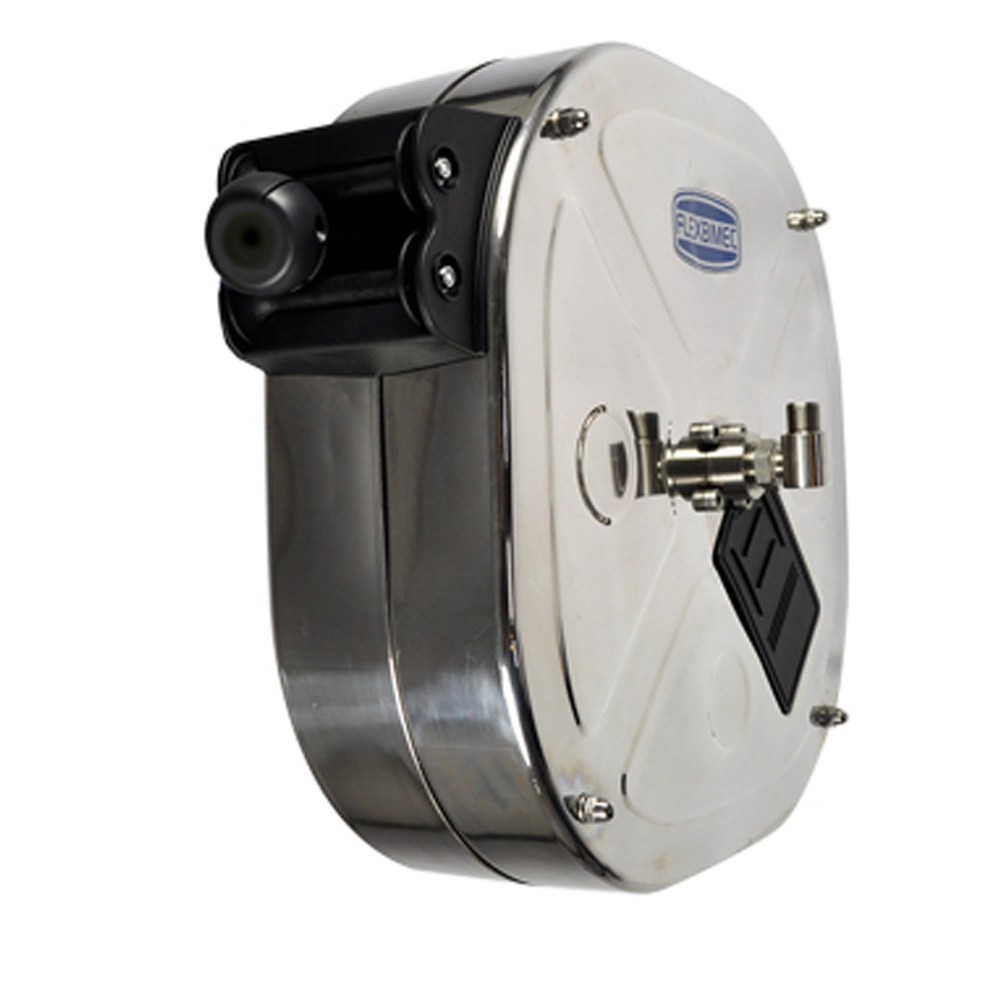 FLEXBIMEC 9549 Automatic Stainless Steel Hose Reels Enclosed 25 Meters - 3/8 Inch
