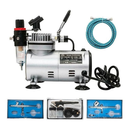[CSPTXX00007] GEC COMPRESSORS 220V Professional Airbrush Compressor & Kit with 3 Dual-Action Spray Airbrushes