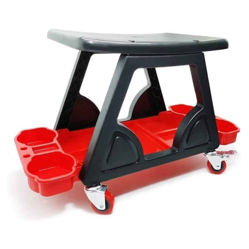 [1303713] كرسي بلاستيك معلق مربع متحرك اسود*احمر BR/CAR DETALING CHAIR