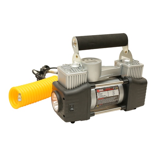 [TSPUXX00003] كمبروسر هواء محمول 2 بستم ماركة جي اي سي يعمل على البطاريه والولاعه 12 فولت 150 Psi
