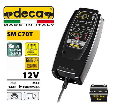 [ESBCXX00011] DECA SM C70T Automatic Battery Charger With Program For Charge Conservation (Pulse Recharge) 12V / 14>150Ah