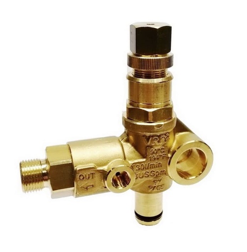 [7018] MV VRF2 Brass Unloader Valve By-pass Without Knob 220Bar 30L/Min (3/8 Inch)