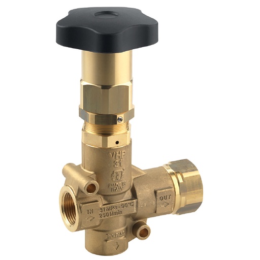 [CWBVXX00003] MV VHP 31/250 Brass Unloader Valve By-pass With Knob 310Bar 250L/Min (1 Inch)