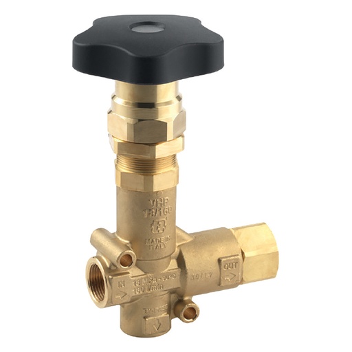 [70120] MV VHP18/160 Brass Unloader Valve By-pass With Knob 180Bar 160L/Min (3/4 Inch)